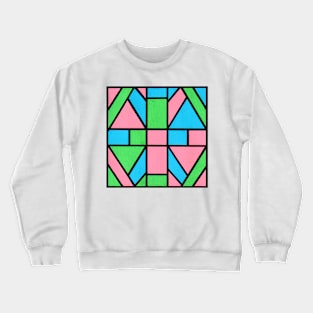 Blue Pink Green Geometric Abstract Acrylic Painting II Crewneck Sweatshirt